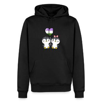 Couple de pingouins Genderqueer Pride - Sweat à capuche Premium bio Homme - noir - Devant - Nico (187cm)