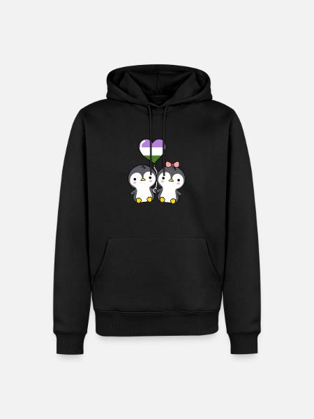 Penguin pair Genderqueer Pride - Men’s Premium Organic Hoodie - black