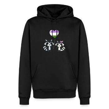 Raccoon pair Genderqueer Pride - Men’s Premium Organic Hoodie - black - Front - Nico (187cm)