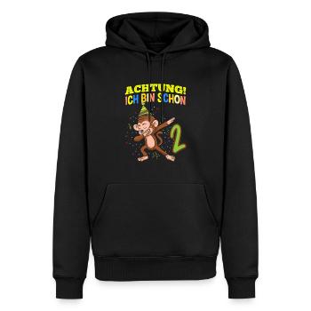 Achtung Ich Bin Schon 2 Geburtstag Affen - Männer Premium Bio Hoodie - Schwarz - Vorne - Nico (187cm)