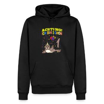 Achtung Ich Bin Schon 1 Tier Geburtstag Seehund - Männer Premium Bio Hoodie - Schwarz - Vorne - Nico (187cm)