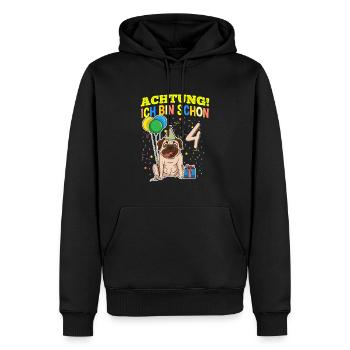 Achtung Ich Bin Schon 4 Tier Geburtstag Mops - Männer Premium Bio Hoodie - Schwarz - Vorne - Nico (187cm)