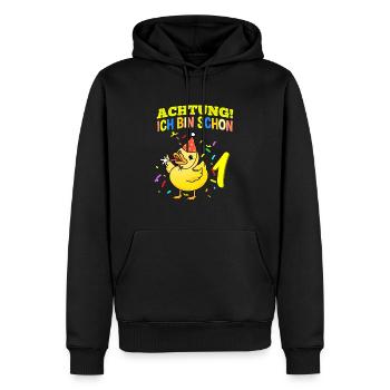 Achtung Ich Bin Schon 1 Geburtstag Ente - Männer Premium Bio Hoodie - Schwarz - Vorne - Nico (187cm)