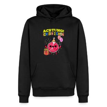 Achtung Ich Bin Schon 2 Geburtstag Granatapfel - Männer Premium Bio Hoodie - Schwarz - Vorne - Nico (187cm)