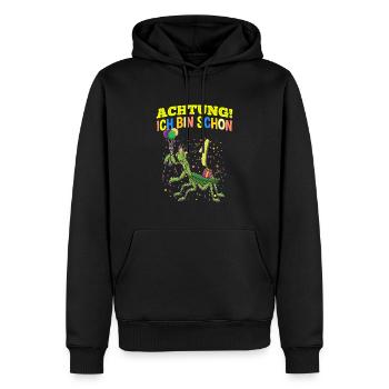 Achtung Ich Bin Schon 1 Geburtstag Gottesanbeterin - Männer Premium Bio Hoodie - Schwarz - Vorne - Nico (187cm)