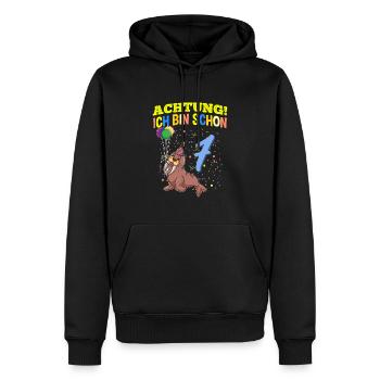 Achtung Ich Bin Schon 7 Tier Geburtstag Walross - Männer Premium Bio Hoodie - Schwarz - Vorne - Nico (187cm)