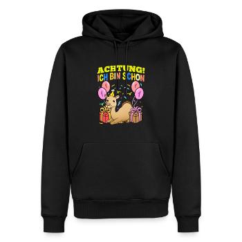 Achtung Ich Bin Schon 1 Geburtstag Dromedar - Männer Premium Bio Hoodie - Schwarz - Vorne - Nico (187cm)