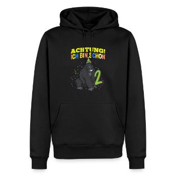 Achtung Ich Bin Schon 2 Geburtstag Gorilla - Männer Premium Bio Hoodie - Schwarz - Vorne - Nico (187cm)