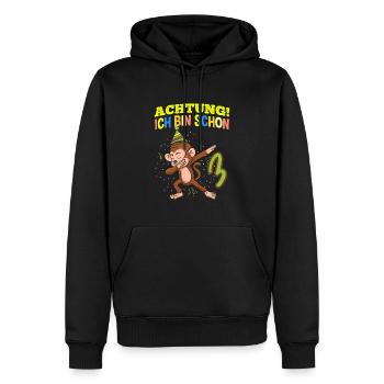 Achtung Ich Bin Schon 3 Geburtstag Affen - Männer Premium Bio Hoodie - Schwarz - Vorne - Nico (187cm)