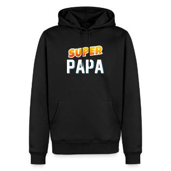 Super Papa Cadeau des Super Enfants - Sweat à capuche Premium bio Homme - noir - Devant - Nico (187cm)