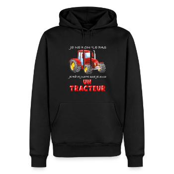 Tracteur Idée Cadeau Homme Agriculteur - Sweat à capuche Premium bio Homme - noir - Devant - Nico (187cm)