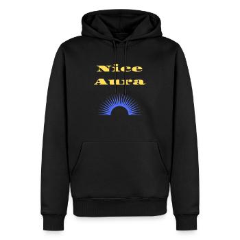 Nice Aura Bro, Gute Energie, Positive Ausstrahlung - Männer Premium Bio Hoodie - Schwarz - Vorne - Nico (187cm)
