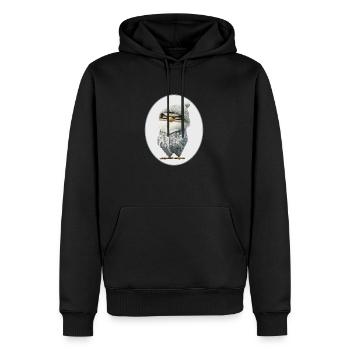 Eule - Männer Premium Bio Hoodie - Schwarz - Vorne - Nico (187cm)
