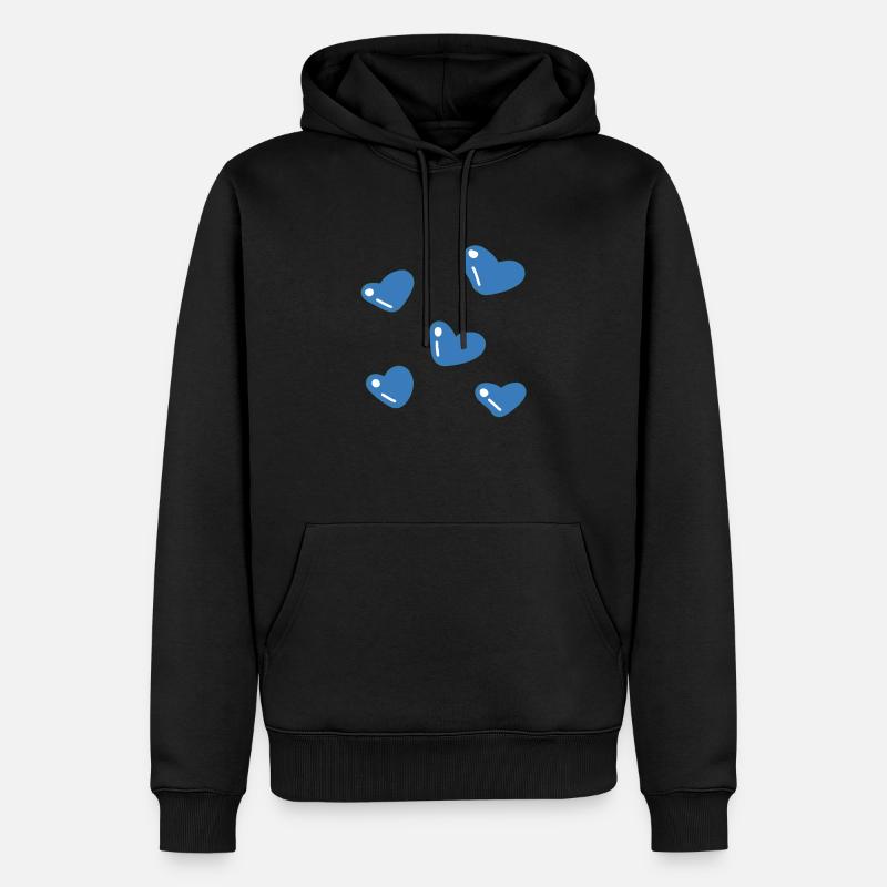 cœurs bleus - Sweat à capuche Premium bio Homme - noir