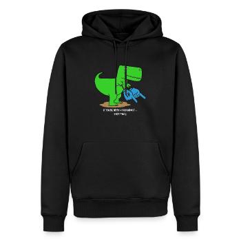 T-Rex if you're happy Dinosaurier Dino Trex - Männer Premium Bio Hoodie - Schwarz - Vorne - Nico (187cm)