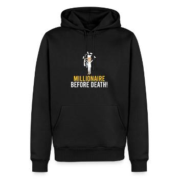 Millionär vor dem Tod! - Männer Premium Bio Hoodie - Schwarz - Vorne - Nico (187cm)