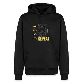 starten - investieren - verdienen - wiederholen - Männer Premium Bio Hoodie - Schwarz - Vorne - Nico (187cm)