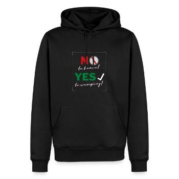Non à la maison! - Oui au camping-car ! - Sweat à capuche Premium bio Homme - noir - Devant - Nico (187cm)