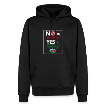 No to retirement - Yes to camp! - Men’s Premium Organic Hoodie - black - Front - Nico (187cm)