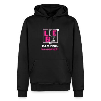 Tolle Camping-Gemeinschaft! - Männer Premium Bio Hoodie - Schwarz - Vorne - Nico (187cm)