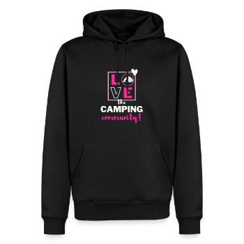 Ich liebe die Camping-Community! - Männer Premium Bio Hoodie - Schwarz - Vorne - Nico (187cm)