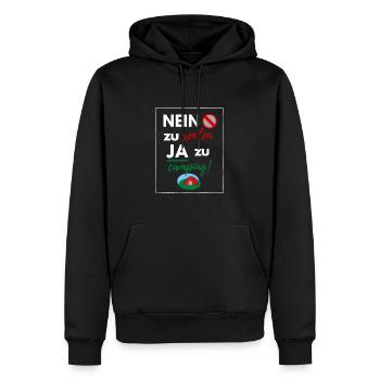 Nein zu Renten - Ja zu Camping! - Männer Premium Bio Hoodie - Schwarz - Vorne - Nico (187cm)