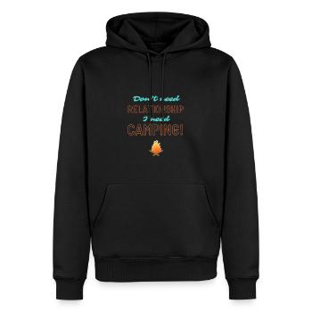 Aucune relation j’ai besoin de camping! - Sweat à capuche Premium bio Homme - noir - Devant - Nico (187cm)