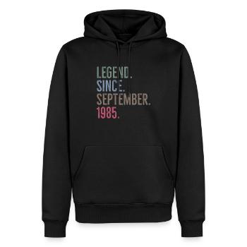 Legend Since September 1985 - Men’s Premium Organic Hoodie - black - Front - Nico (187cm)