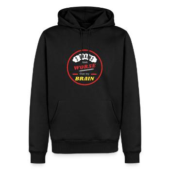 2 Les cerveaux pensent pire que - Sweat à capuche Premium bio Homme - noir - Devant - Nico (187cm)