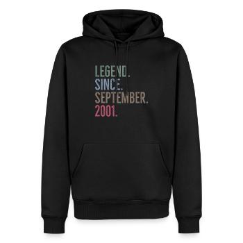 Legende seit September 2001 - Männer Premium Bio Hoodie - Schwarz - Vorne - Nico (187cm)