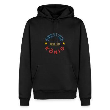 driften wie ein König - Männer Premium Bio Hoodie - Schwarz - Vorne - Nico (187cm)