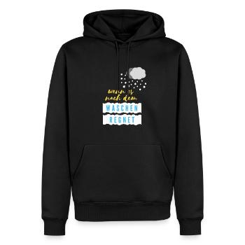 wenn es nach dem Waschen - Männer Premium Bio Hoodie - Schwarz - Vorne - Nico (187cm)
