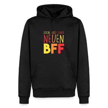 Suche nach einer neuen BFF - Männer Premium Bio Hoodie - Schwarz - Vorne - Nico (187cm)