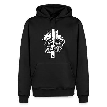 Logo Blanc Noir - Sweat à capuche Premium bio Homme - noir - Devant - Nico (187cm)