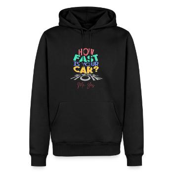 Quelle est la vitesse de votre voiture? - Sweat à capuche Premium bio Homme - noir - Devant - Nico (187cm)