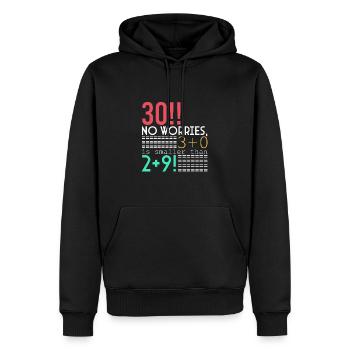 Joyeux 30e anniversaire!!! - Sweat à capuche Premium bio Homme - noir - Devant - Nico (187cm)