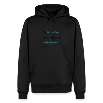 50 - Bonheur - Sweat à capuche Premium bio Homme - noir - Devant - Nico (187cm)