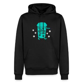 COFFEE TO GO KAFFEE LUSTIG - Männer Premium Bio Hoodie - Schwarz - Vorne - Nico (187cm)