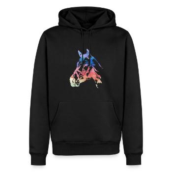 pferdekopf,pferd,aquarell,pink,malerei,bunt - Männer Premium Bio Hoodie - Schwarz - Vorne - Nico (187cm)