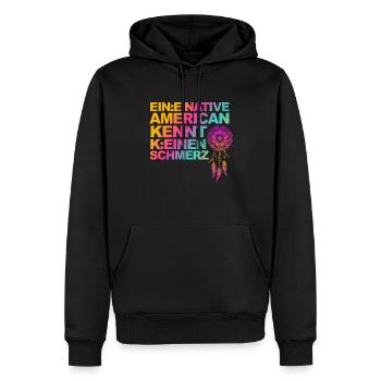 Satire über Gendern und kulturelle Aneignung - Männer Premium Bio Hoodie - Schwarz - Vorne - Nico (187cm)