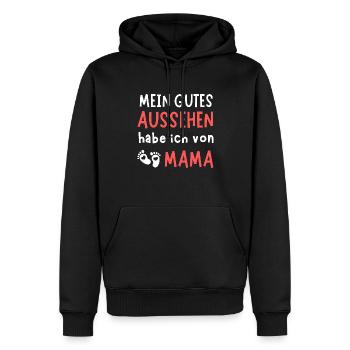 Gutes Aussehen von Mama Baby Spruch Geburt - Männer Premium Bio Hoodie - Schwarz - Vorne - Nico (187cm)