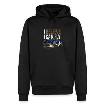 Ich glaube, ich kann fliegen! - Männer Premium Bio Hoodie - Schwarz - Vorne - Nico (187cm)