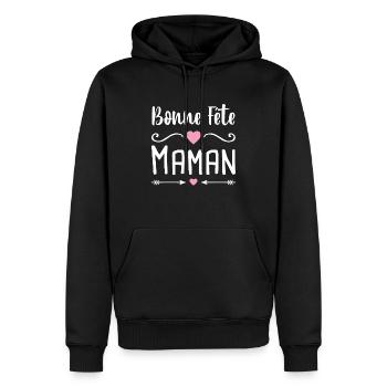 Bonne Fête Maman Enfant Garçon ou Fille - Sweat à capuche Premium bio Homme - noir - Devant - Nico (187cm)