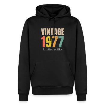 Jahrgang 1977 Limitierte Auflage - Männer Premium Bio Hoodie - Schwarz - Vorne - Nico (187cm)
