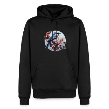 Oiseau d’hiver - Sweat à capuche Premium bio Homme - noir - Devant - Nico (187cm)