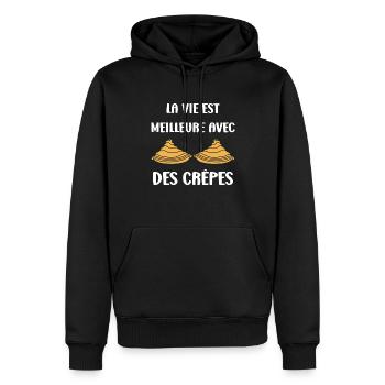 Crêpes Bretagne humour crêpe - Sweat à capuche Premium bio Homme - noir - Devant - Nico (187cm)