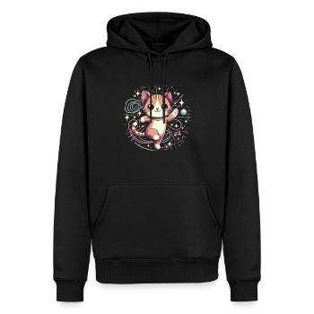 Chat danse - Sweat à capuche Premium bio Homme - noir - Devant - Nico (187cm)