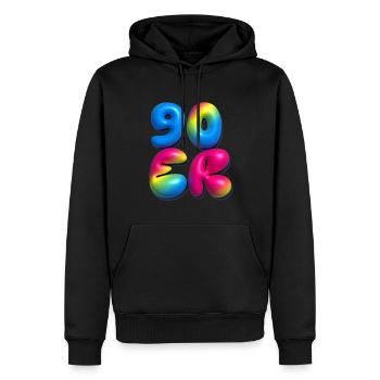 90s,retro,balloons,3d,90s,colorful - Men’s Premium Organic Hoodie - black - Front - Nico (187cm)