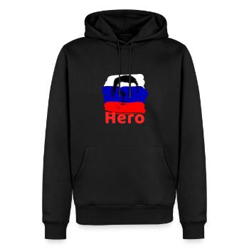 Navalny,hero, Russia, rip - Men’s Premium Organic Hoodie - black - Front - Nico (187cm)