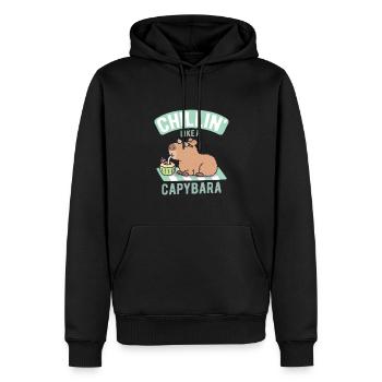 Funny Chillin Like A Capybara - Men’s Premium Organic Hoodie - black - Front - Nico (187cm)